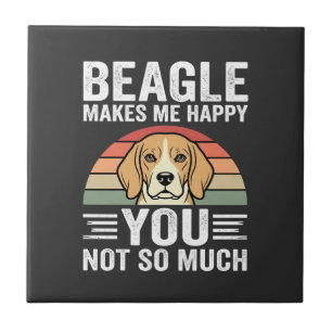 Beagle Makes Me Happy Dog Lover Ceramic Tile
