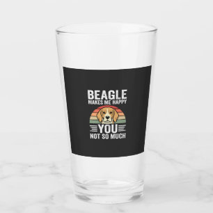 Beagle Makes Me Happy Dog Lover Glass
