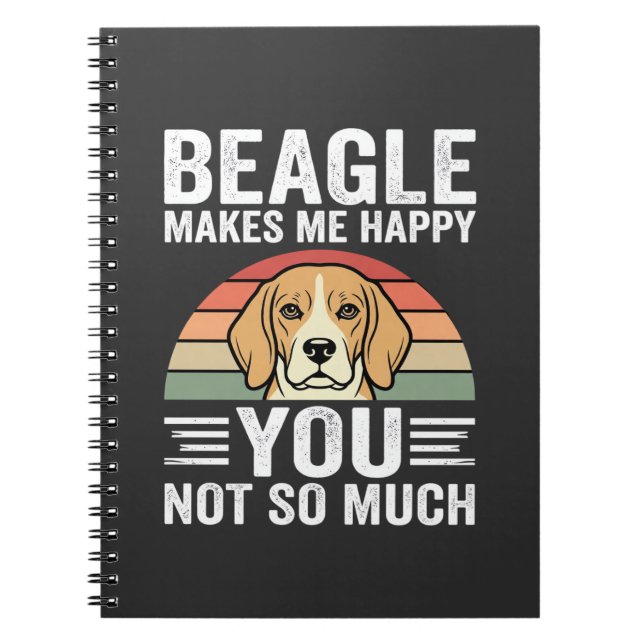Beagle Makes Me Happy Dog Lover Notebook (Front)