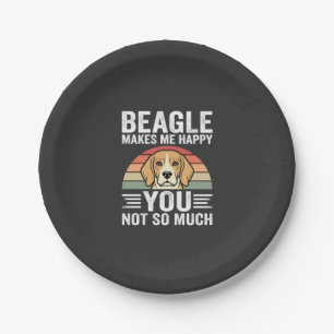 Beagle Makes Me Happy Dog Lover Paper Plate