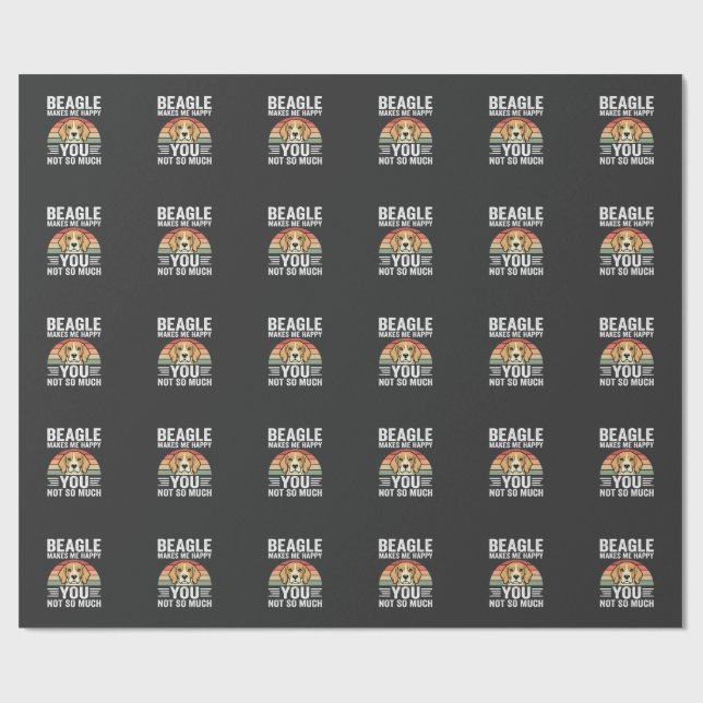 Beagle Makes Me Happy Dog Lover Wrapping Paper (Flat)