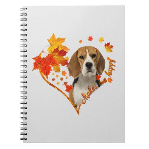 Beagle Makes Me Happy Fall Heart Leaves Notebook