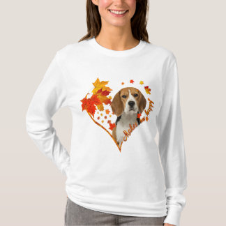 beagle makes me happy fall heart leaves T-Shirt
