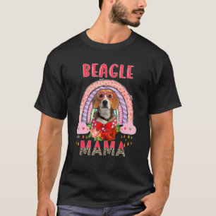 Beagle Mama Cute Rainbow Rainy Dog Flowers Mothers T-Shirt