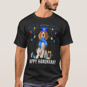 Beagle Menorah Hat Christmas Happy Hanukkah Jewish T-Shirt