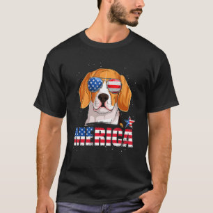 Beagle Merica Usa Flag 4th Of July Men Women Boys T-Shirt