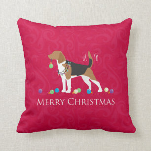 Beagle Merry Christmas Design Cushion