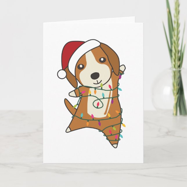 Beagle Merry Christmas Winter Animals Dog Card (Front)