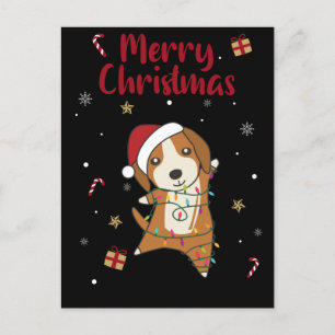 Beagle Merry Christmas Winter Animals Dog Holiday Postcard