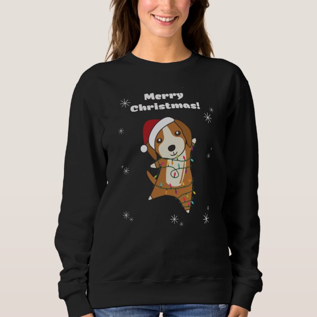 Beagle Merry Christmas Winter Animals Dog Sweatshirt (Front)
