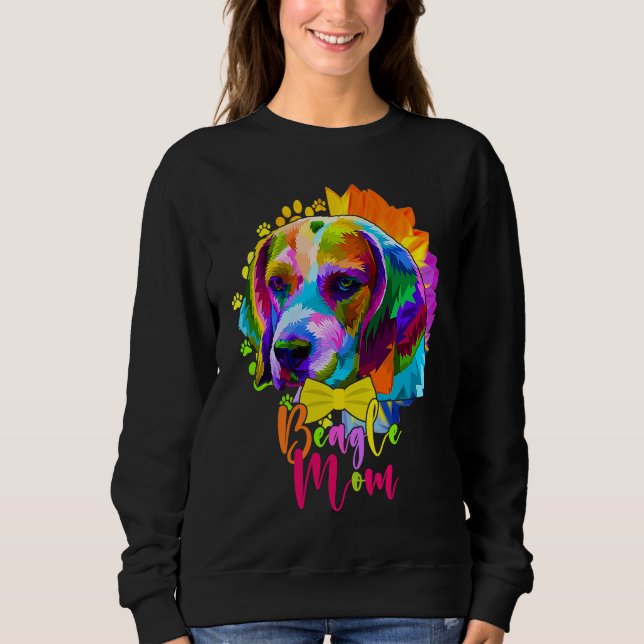 Beagle Mom Cute Colourful Dog Sunflower  Mother's  Sweatshirt (Front)