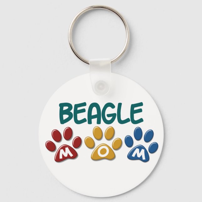 BEAGLE MOM Paw Print Key Ring (Front)