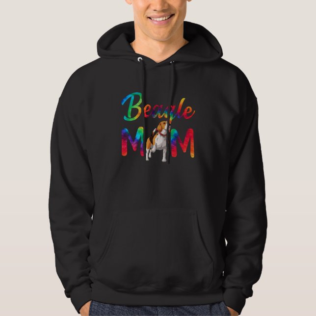 Beagle Mom Tie Dye Dog Mom Mothers Day Hoodie (Front)