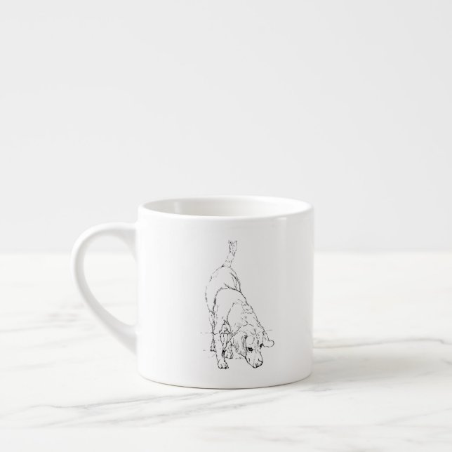Beagle Mug – Hand Drawn Ink Dog Coffee Mug (Left)