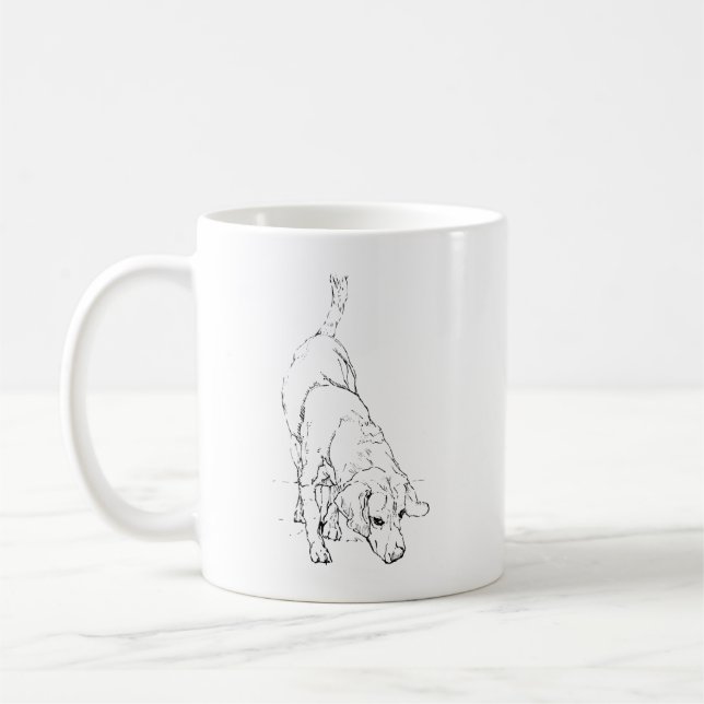 Beagle Mug – Hand Drawn Ink Dog Coffee Mug (Left)