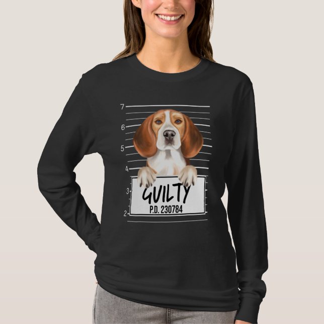 Beagle Mugshot Guilty Dog T-Shirt (Front)