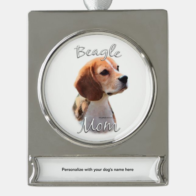 Beagle Mum 2 Silver Plated Banner Ornament (Front)