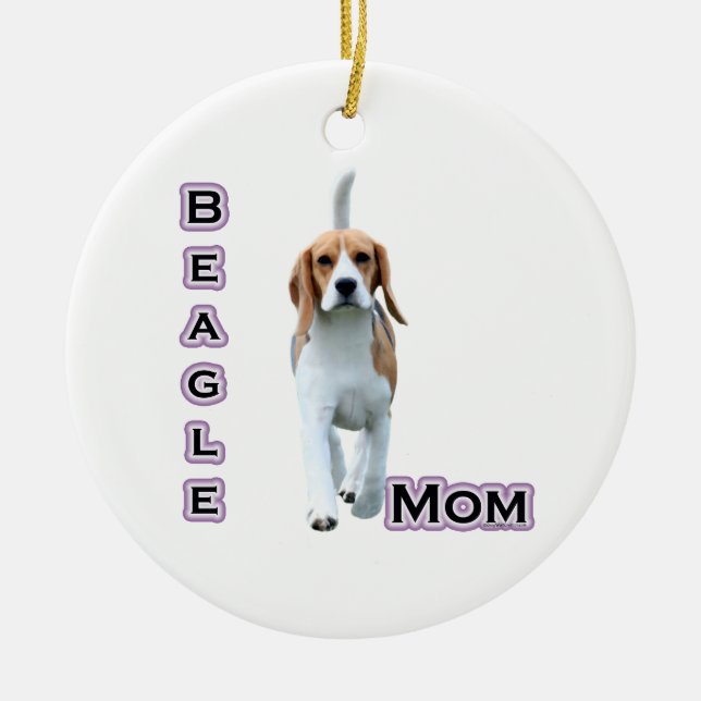 Beagle Mum 4 - Keychain Ceramic Ornament (Front)