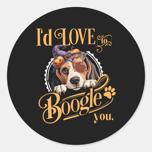 Beagle Mum Halloween Dog Lover Classic Round Sticker (Front)
