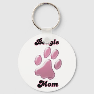 Beagle Mum Pink Pawprint Keychain