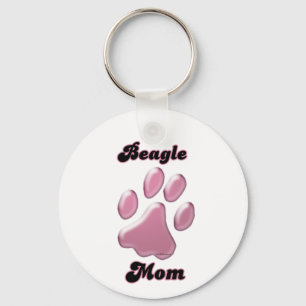 Beagle Mum Pink Pawprint Keychain