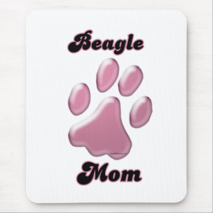 Beagle Mum Pink Pawprint Mouse Pad