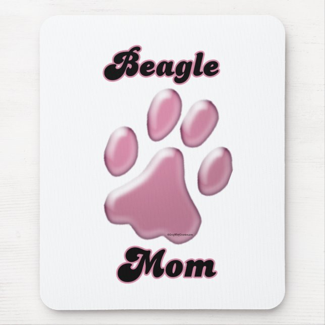 Beagle Mum Pink Pawprint  Mouse Pad (Front)