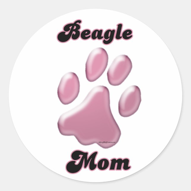 Beagle Mum Pink Pawprint Sticker (Front)