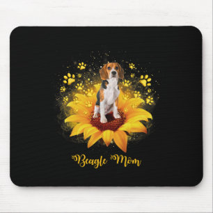 Beagle Mum Sunflower With Dog Paw Mother's Day Mouse Pad