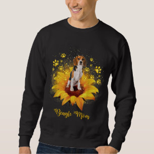 Beagle Mum Sunflower With Dog Paw Mother's Day Sweatshirt