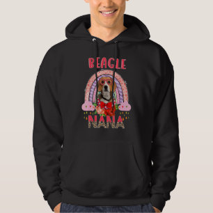 Beagle Nana Cute Rainbow Rainy Dog Flowers Mother Hoodie