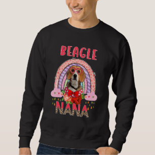 Beagle Nana Cute Rainbow Rainy Dog Flowers Mothers Sweatshirt