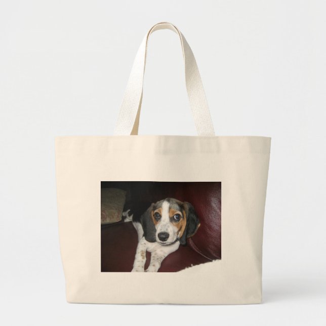 Beagle on a Sunday Large Tote Bag (Front)