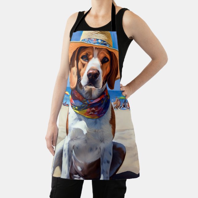 Beagle on Beach, summer gift for dog lovers  Apron (Insitu)