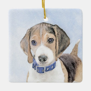 Beagle Painting - Cute Original Art Ceramic Ornament