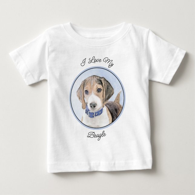 Beagle Painting - Cute Original Dog Art Baby T-Shirt (Front)