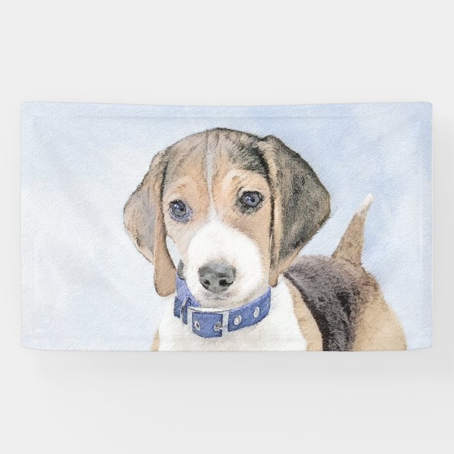 Beagle Painting - Cute Original Dog Art Banner (Horizontal)
