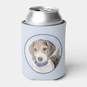 Beagle Painting - Cute Original Dog Art Can Cooler