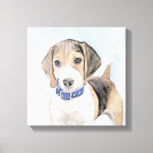 Beagle Painting - Cute Original Dog Art Canvas Print