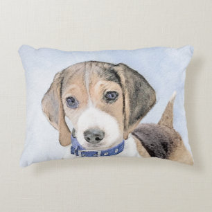 Beagle Painting - Cute Original Dog Art Decorative Cushion