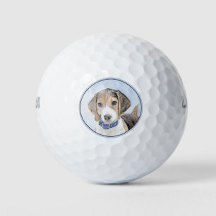 Beagle Painting - Cute Original Dog Art Golf Balls