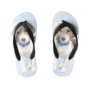 Beagle Painting - Cute Original Dog Art Kid's Thongs