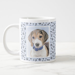 Beagle Painting - Cute Original Dog Art Large Coffee Mug
