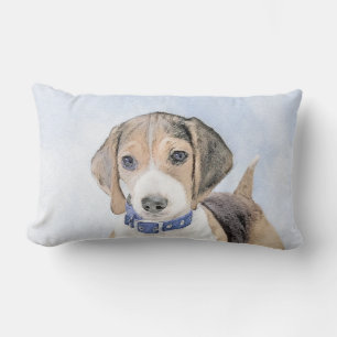 Beagle Painting - Cute Original Dog Art Lumbar Cushion