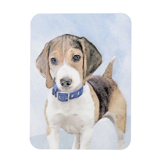 Beagle Painting - Cute Original Dog Art Magnet (Vertical)