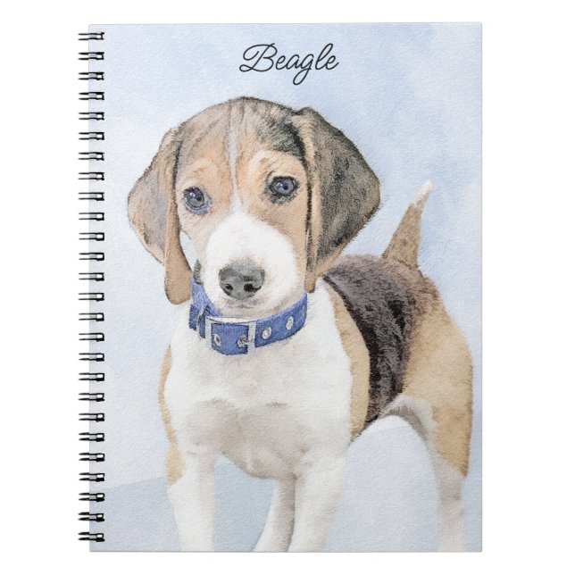 Beagle Painting - Cute Original Dog Art Notebook (Front)