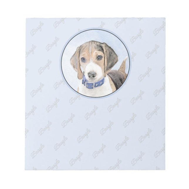 Beagle Painting - Cute Original Dog Art Notepad (Front)