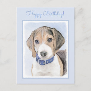 Beagle Painting - Cute Original Dog Art Postcard