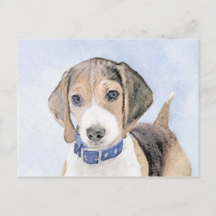 Beagle Painting - Cute Original Dog Art Postcard