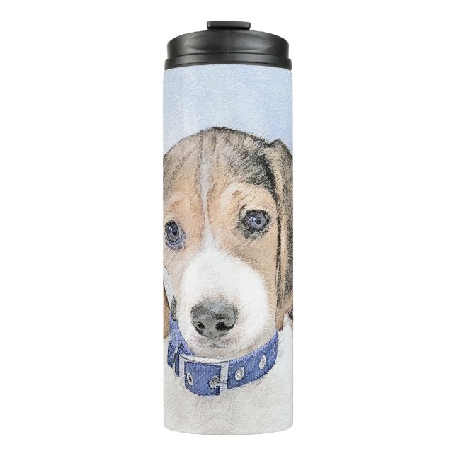 Beagle Painting - Cute Original Dog Art Thermal Tumbler (Front)
